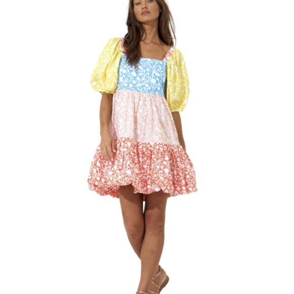 Oliphant Dresses & Skirts - Oliphant Handcrafted Cotton Mini Dress with Puff Sleeves - New with Tags